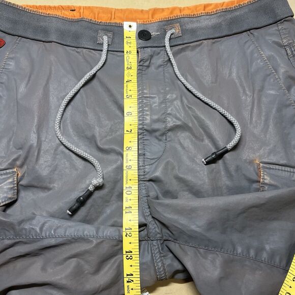 Stellson Mens Waxed Cargo Shorts Size L Gray Orange Acid Wash Switzerland Grunge - Picture 13 of 14